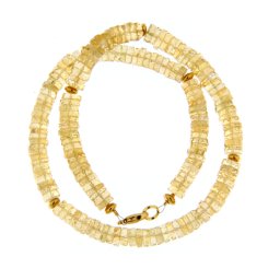 Colier din Citrin Piatura Fatetat 7-8 x 7-8 mm - Obsidian Rotund Fatetat 2x2 mm- Accesorii de Gold Filled