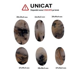 Cabochon din Agata Dendritrica de Forma Oval - 27-33 x 15-24 x 4-5 mm