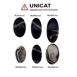 Cabochon Agata Sardonix de Forma Oval - 44-54 x 26-36 x 6-8 mm - 1 Buc