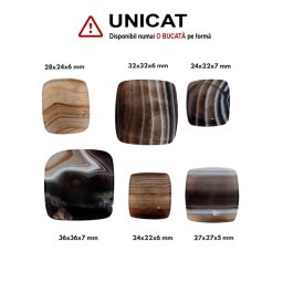 Cabochon Agata Sardonix de Forma Patrata - 24-36 x 22-36 x 5-7 mm - 1 Buc
