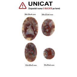 Cabochon Agata Rosu Indonesia Forme de Disc - Ovala - 19-40 x 10-26 x 4-6 mm - 1 Buc