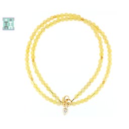 Colier din Opal Galben Rotund 4x4 mm - Accesorii de Argint 925 - GF