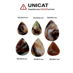 Cabochon din Agata de Foc Mexican de Forma Picatura - 29-46 x 2-31 x 4-7 mm - 1 Buc