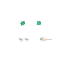 Cercei Onix Verde rotund fatetat 3x3x15 mm cu Argint 925 pentru calm interior – 1 Pereche