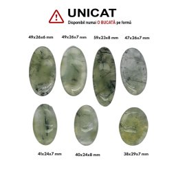 Cabochon Prehnit cu Epidot in Forma de Oval - 38-59 x 23-29 x 6-7 mm - ( XXL )