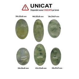 Cabochon Prehnit cu Epidot in Forma de Oval - 34-44 x 20-26 x 8-9 mm - ( XXL )