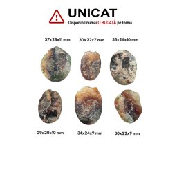 Cabochon din Agata de Foc Mexican Druzi de Forma Oval - 29-37 x 20-28 x 7-11 mm - 1 Buc