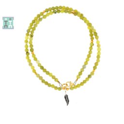 Colier din Jad Rotund 4x4 mm - Accesorii de Argint 925 - GF