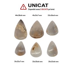 Cabochon din Opal Dendritic Forma Picatura - 31-44 x 23-31 x 6-7 mm