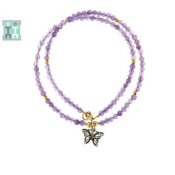 Colier din Ametist Rotund 4x4 mm - Accesorii de Argint 925 - GF