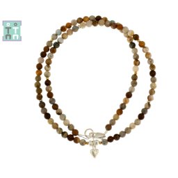 Colier din Jasp Orbicular Rotund 4x4 mm - Accesorii de Argint 925 - GF