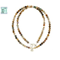 Colier din Jasp Orbicular Rotund 4x4 mm - Accesorii de Argint 925 - GF