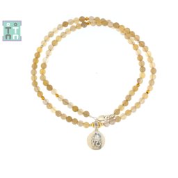Colier din Agata Rotund 4x4 mm - Accesorii de Argint 925 - GF