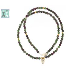 Colier din Rubin in Zoisit Rotund 4x4 mm - Accesorii de Argint 925 - GF