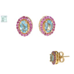 Cercei din Topaz - Safir - Argint 925 Aurit - 1 Pereche