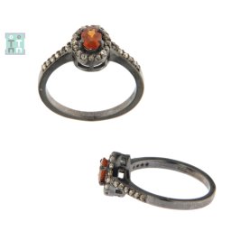 Inele din Argint 925 - Turmalina - Diamant - Diametru 18 mm - 25x10x21 mm