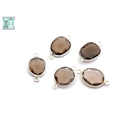 Conector Argint 925 si Cuart Fumuriu - Silver Link - 1 Buc