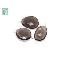 Conector Argint 925 si Cuart Fumuriu Fatetat - Silver Link - 1 Buc