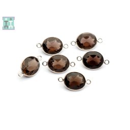 Conector Argint 925 si Cuart Fumuriu Fatetat - Silver Link - 1 Buc