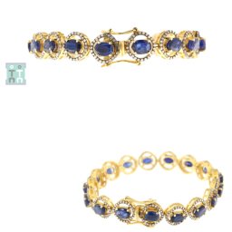 Bratara Safir - Diamant Diametru 58 mm - Argint 925 Aurit