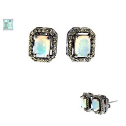 Cercei Opal de Foc Fatetat - Safir - Argint 925 - 10x8x17 mm - 1 Pereche