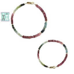 Bratara Turmalian Mixt Diametru 54 mm - Disc Fatetat 1-2 x 3-4 mm - Accesorii Gold Filled - 1 Buc