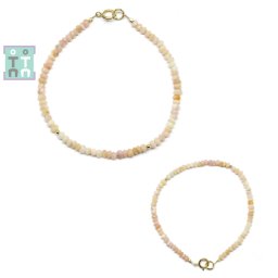 Bratara Opal Roz Diametru 54 mm - Disc Fatetat 1-2 x 2-3 mm - Accesorii Gold Filled - 1 Buc