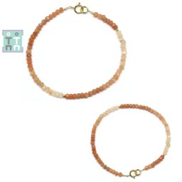 Bratara Piatra Lunii Piersica Diametru 56 mm - Disc Fatetat 1,5-2 x 3 mm - Accesorii Gold Filled - 1 Buc