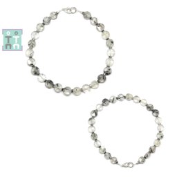 Bratara Cuart cu Turmalina Neagra Diametru 56 mm - Disc Fatetat 5-6 x 2-3 mm - Accesorii Argint 925 - 1 Buc