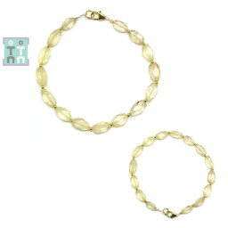 Bratara Cuart Lemon Diametru 52 mm - Oval Fatetat 8-12 x 5-6 mm - Accesorii Gold Filled - 1 Buc