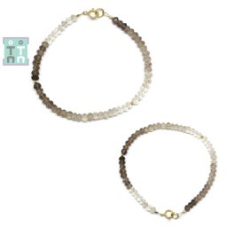 Bratara Cuart Fumuriu Diametru 54 mm - Disc Fatetat 2-3 x 4-5 mm - Accesorii Gold Filled - 1 Buc