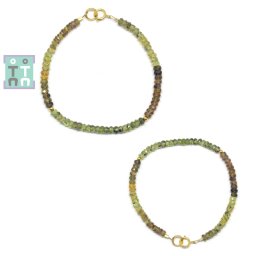 Bratara Safir Verde Diametru 52 mm - Disc Fatetata 1,2-2 x 2-4 mm - Accesorii Gold Filled - 1 Buc