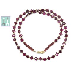 Colier din Granat Patrat Fatetat 4x4 mm - Accesorii Gold Filled - 1 Buc