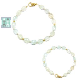 Bratara Acvamarin Diametru 52 mm - Oval Fatetat 7-10 x 6-7 mm - Accesorii Gold Filled - 1 Buc