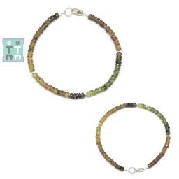 Bratara Safir Verde Diametru 52 mm - Disc Fatetata 1,2-2 x 2-3,5 mm - Accesorii Argint 925 - 1 Buc