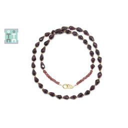 Colier din Granat Picatura Fatetat 6-8 x 4-5 mm - Accesorii Gold Filled