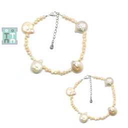 Bratara Perle de Cultura Diametru 56 mm - Neregulat 3-11 x 4-14 mm - Accesorii Argint 925 - 1 Buc