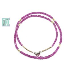 Colier din Safir Roz Disc Fatetat 1-2 x 2-4 mm - Accesorii Gold Filled - Argint 925