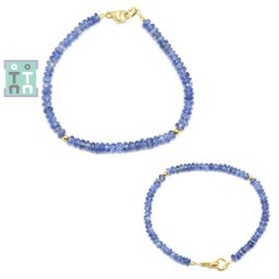 Bratara Kyanit Albastru Diametru 52 mm - Disc Fatetat - 1,2-2,2 x 3,7-4 mm - Accesorii Gold Filled - 1 Buc