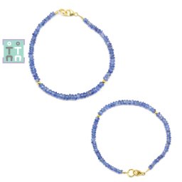 Bratara Kyanit Albastru Diametru 52 mm - Disc Fatetat - 0,8-2 x 3-4 mm - Accesorii Gold Filled - 1 Buc