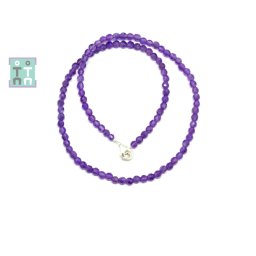 Colier din Ametist Rotund Fatetat 4x4 mm - Accesorii Argint 925
