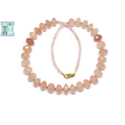 Colier din Cuart Roz Disc Fatetat 3-8 x 4-11 mm - Accesorii Gold Filled