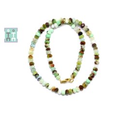 Colier din Crisopraz Verde Disc Fatetat 2-4 x 5-7 mm - Accesorii Gold Filled - Argint 925