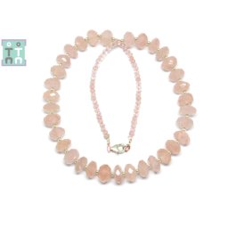 Colier din Cuart Roz Disc Fatetat 3-8 x 4-11 mm - Accesorii Argint 925