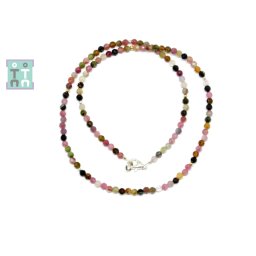 Colier din Turmalina Multicolora Rotund Fatetat 3x3 mm - Accesorii Argint 925