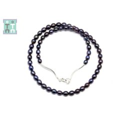 Colier din Perle de Cultura Neagra Butoias 6-7 x 5-6 mm - Accesorii Argint 925