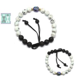 Bratara Jasp kiwi cu Hematit Cap de Buddha - GF- Diametru 56 mm Rotunda 6x6 mm - 1 Buc