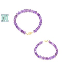 Bratara Ametist - Diametru 54 mm - Disc Fatetat - Accesorii Gold Filled - 2-4 x 6-7 mm - 1 Buc