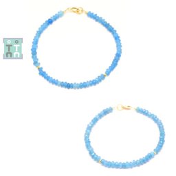 Bratara Jad Alb Colorat - Diametru 54 mm - Disc Fatetat - Accesorii Gold Filled - 2-3 x 4-5 mm - 1 Buc