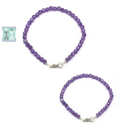 Bratara Ametist - Diametru 58 mm - Rotunda Fatetata - Accesorii Argint 925 - 4x4 mm - 1 Buc